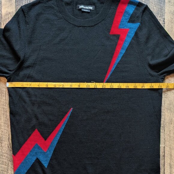 Zadig & Voltaire Kennedy Sweater Lightning Bolts Black XS Merino Wool - Picture 7 of 7